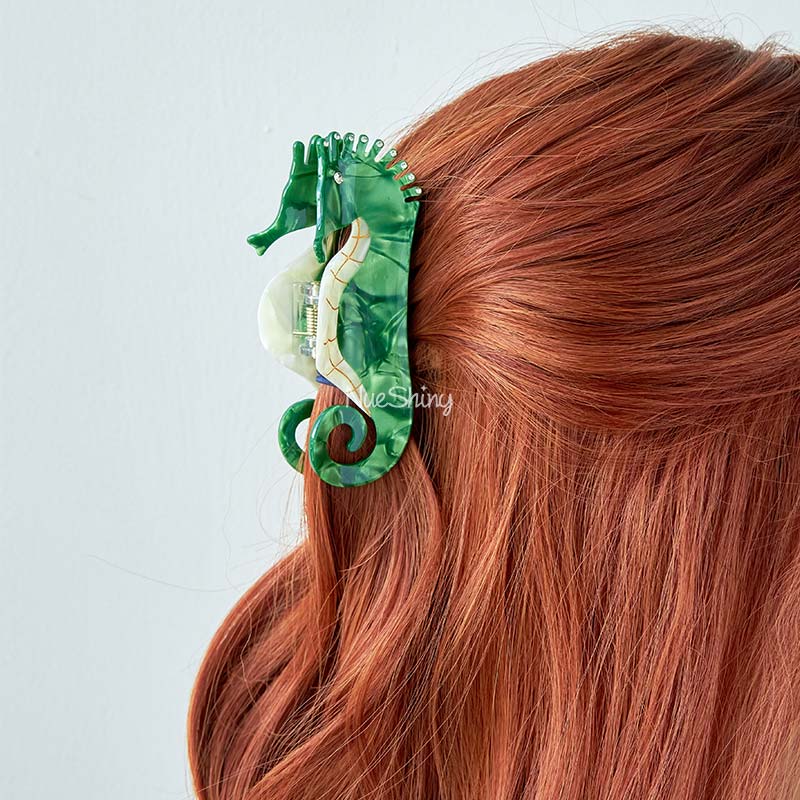 Large Green Seahorse  Hair Claw Clips