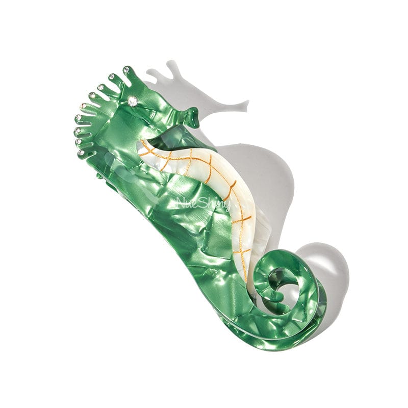 Large Green Seahorse  Hair Claw Clips