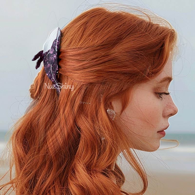 Jumbo Diamond Garnet Whale Hair Claw Clips