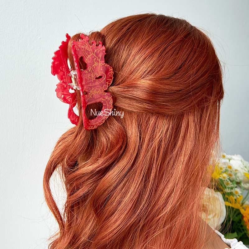 Large Red Dragon Hair Claw Clips