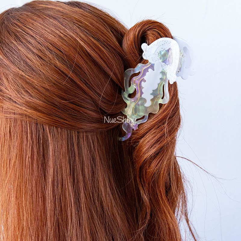 Jumbo Blink White Jellyfish Hair Claw Clips