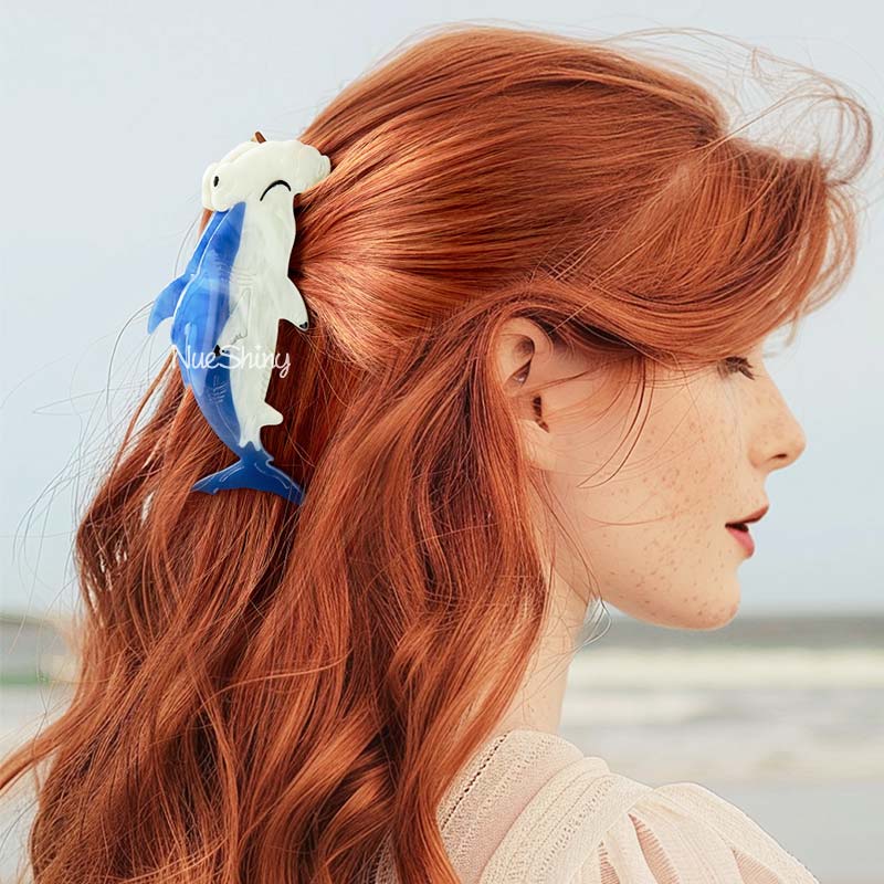 Jumbo Blue Hammerhead Shark Hair Claw Clips