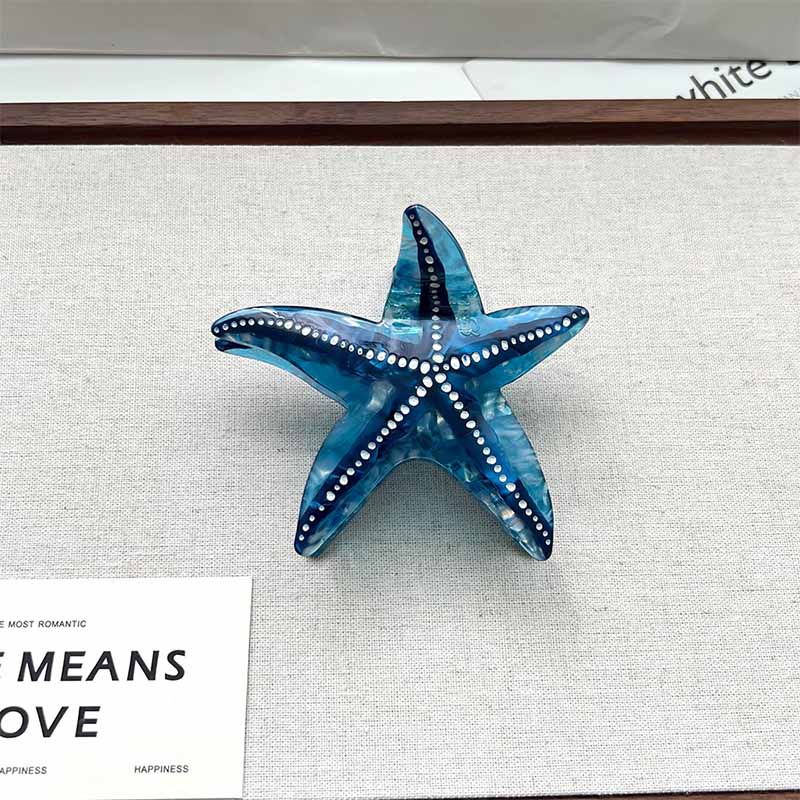Medium  Blue Starfish Hair Claw Clips