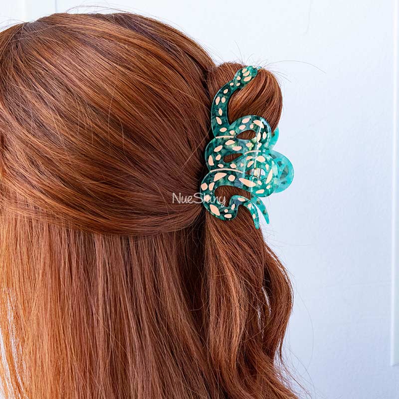 Large  Green Snake Hair Claw Clips