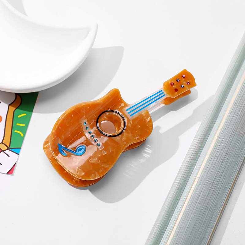 Large  Orange Guitar Hair Claw Clips