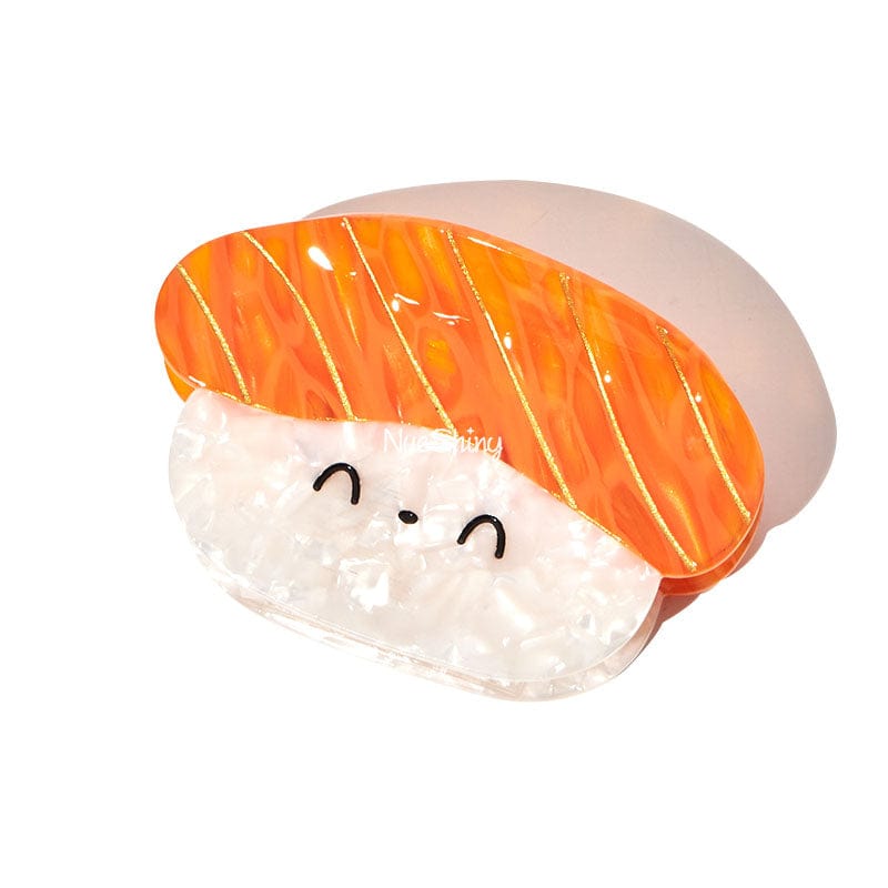 Medium  Smiling - Salmon Sushi Hair Claw Clips