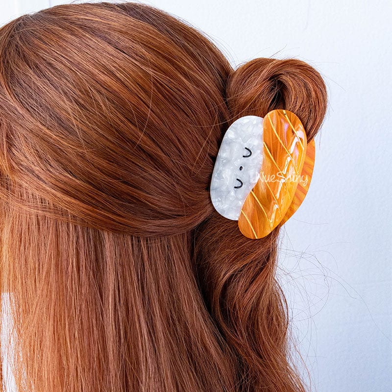 Medium  Smiling - Salmon Sushi Hair Claw Clips