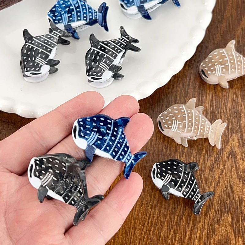 Mini Black Whale Shark Hair Claw Clips