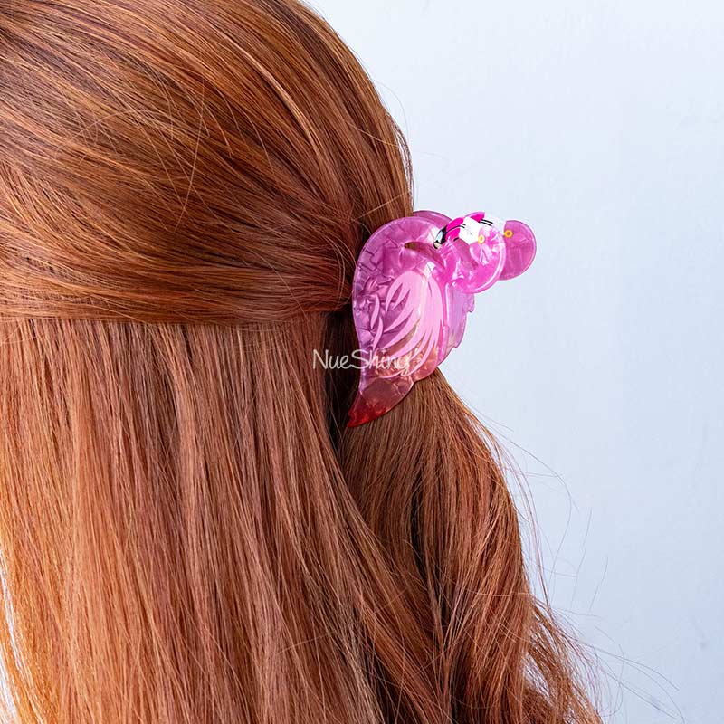 Medium Pink-Flamingo Hair Claw Clips