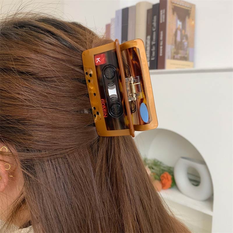 Small Video Tape Hair Claw Clips