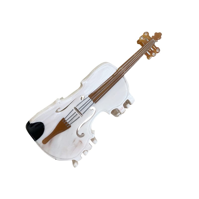 Large  White Violin Hair Claw Clips