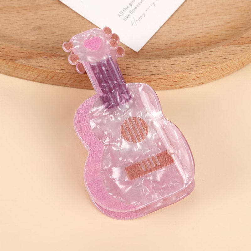 Medium Pink Guitar Hair Claw Clips