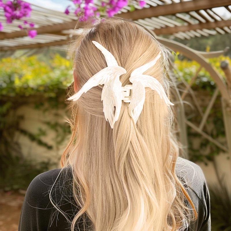 Silky White Angel Hair Claw Clips