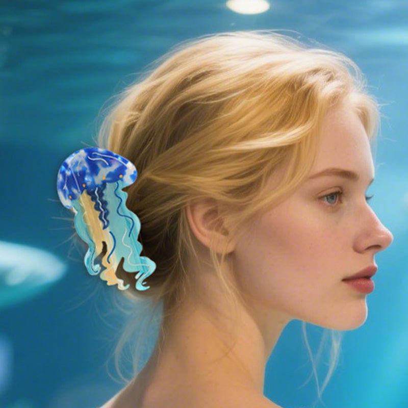 Medium Cartoon Blue Jellyfish Hair Claw Clips