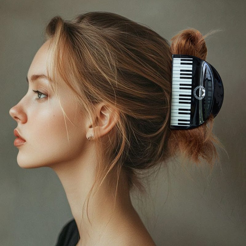 Large Black And White Piano Hair Claw Clips