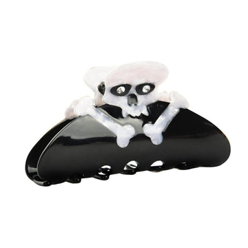 Medium Black Skull Hair Claw Clips