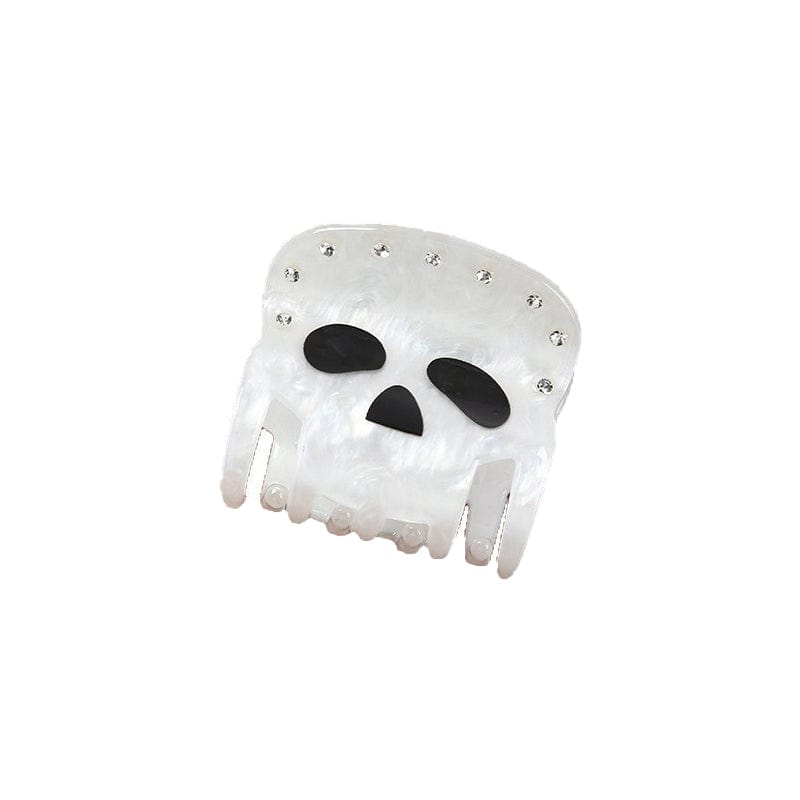 Mini White Skull Hair Claw Clips