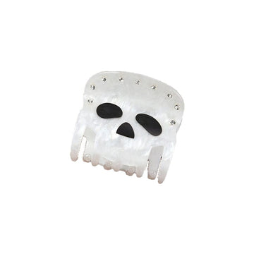 Mini White Skull Hair Claw Clips