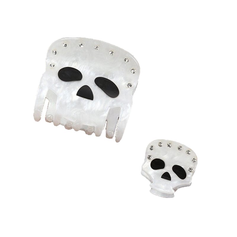 Mini White Skull Hair Claw Clips