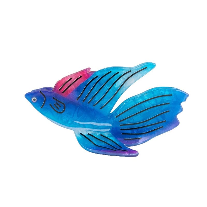 Medium Blue Flying Fish Hair Claw Clips