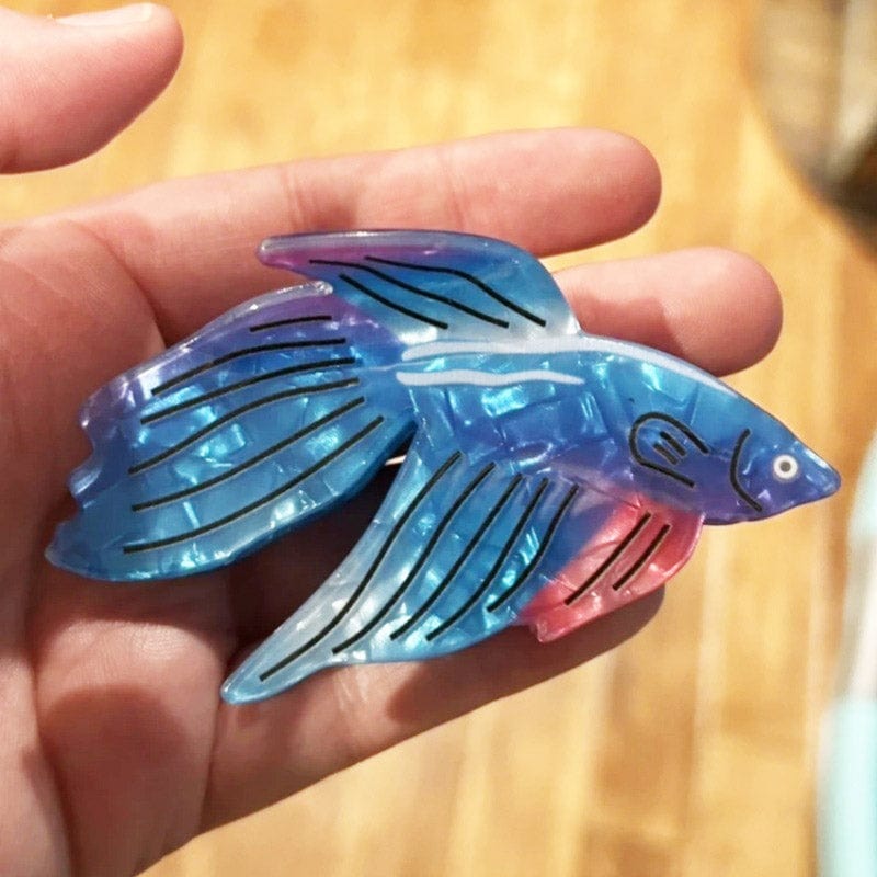 Medium Blue Flying Fish Hair Claw Clips