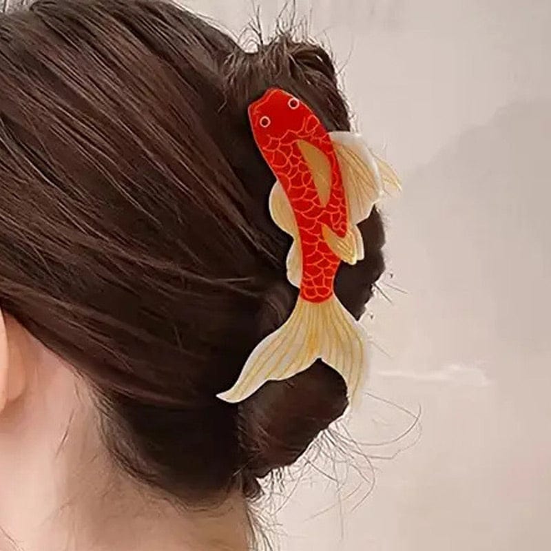 Large Red Koi Hair Claw Clips