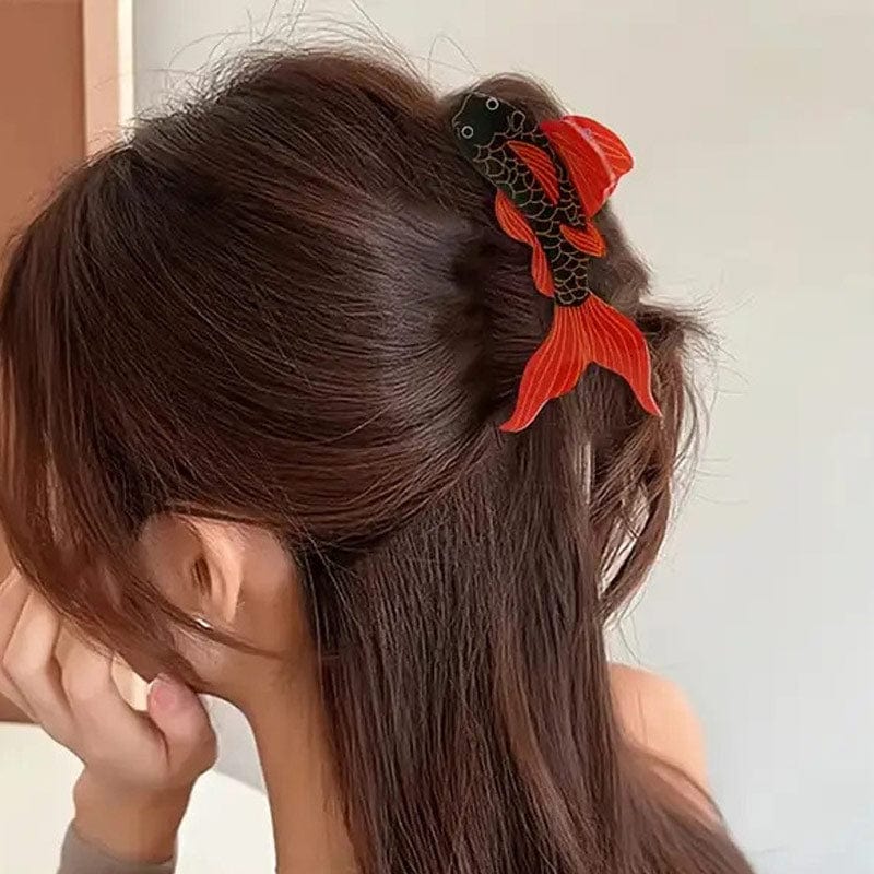 Large Black Koi Hair Claw Clips