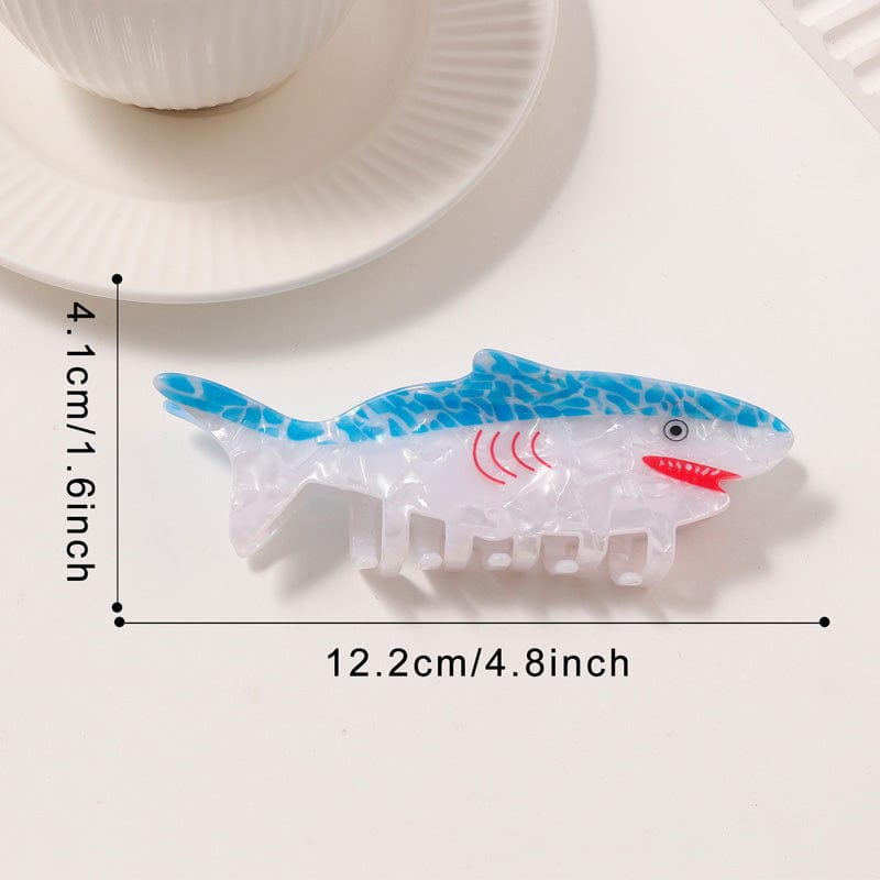 Large Ice Blue Shark Hair Claw Clips