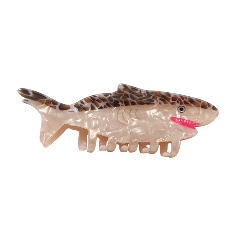 Large Brown Pattern Shark Hair Claw Clips