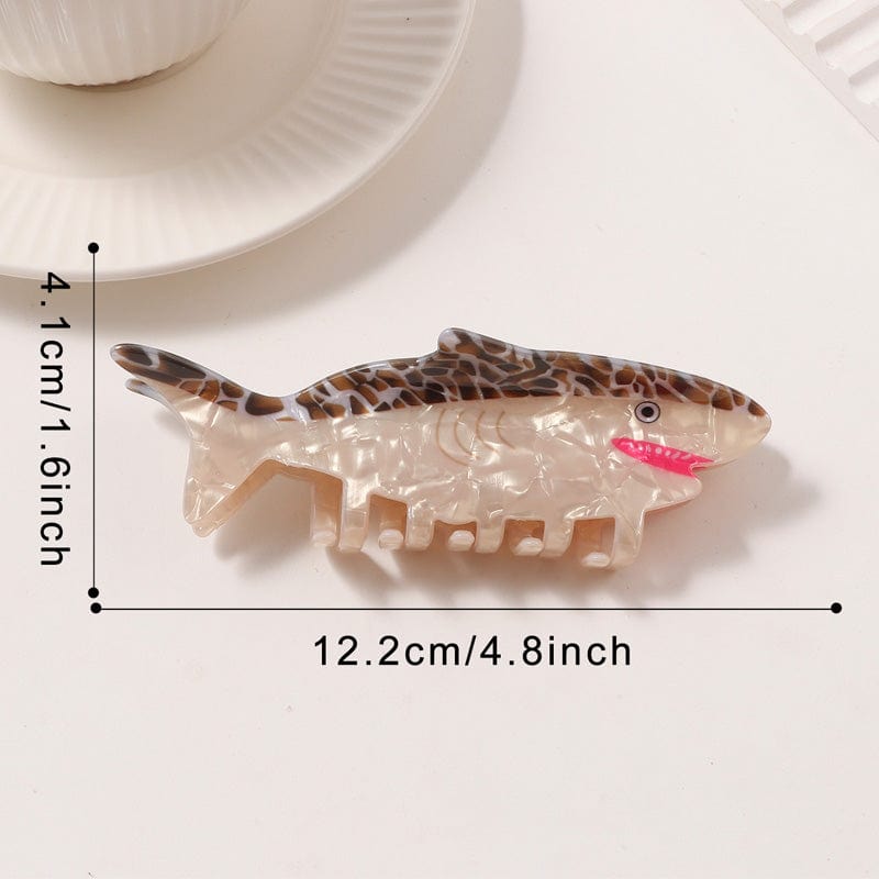 Large Brown Pattern Shark Hair Claw Clips