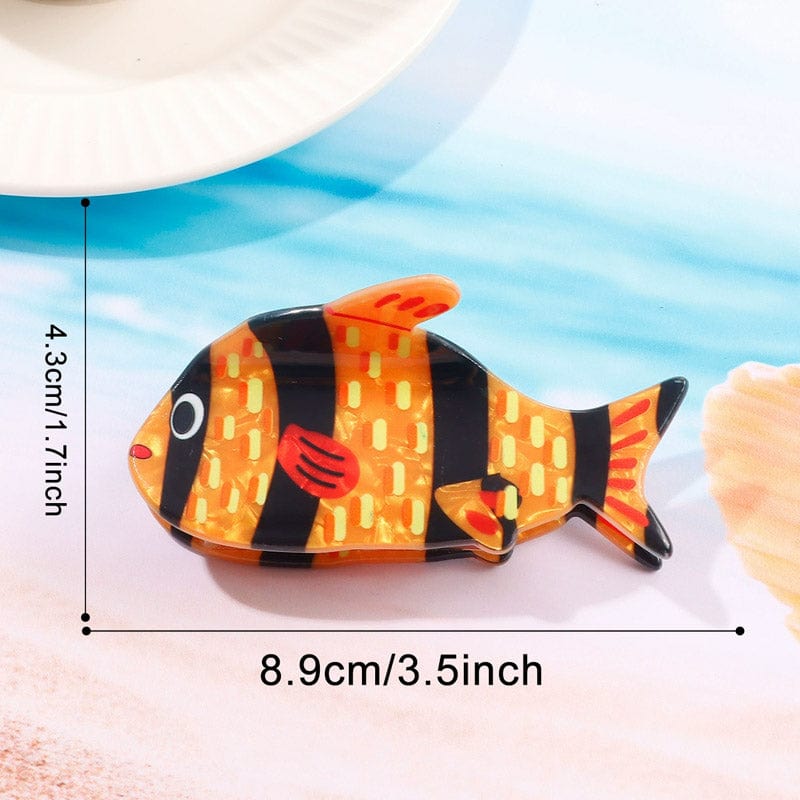 Medium Black Striped Fish Hair Claw Clips