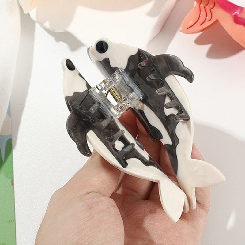 Large Black Cartoon Koi Fish Hair Claw Clips