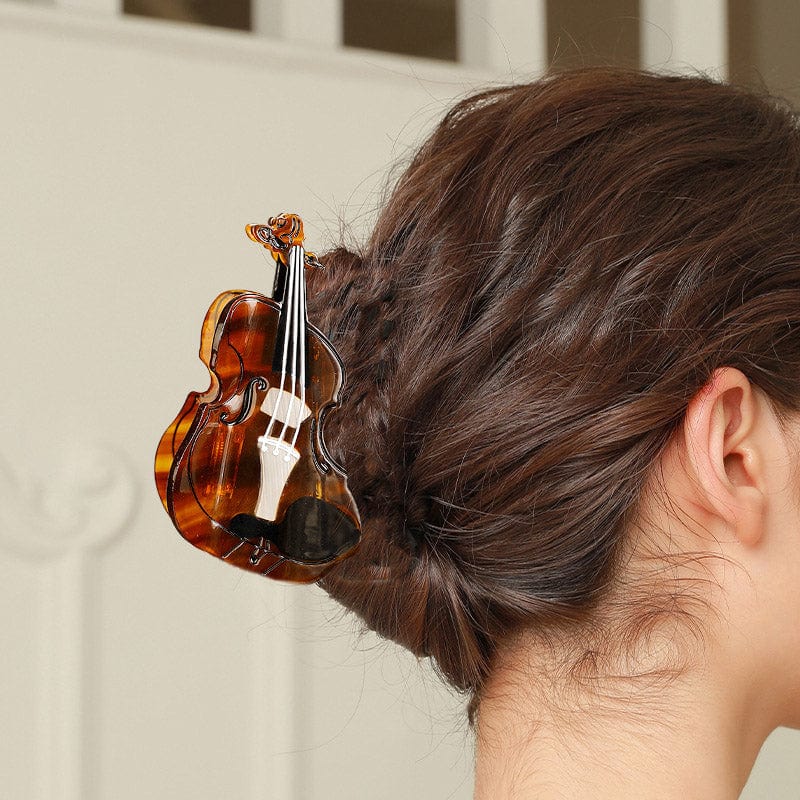 Large Tortoiseshell Violin Hair Claw Clips