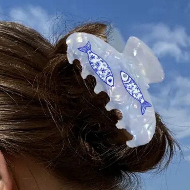 Medium Little Blue Cartoon Fish Hair Claw Clips