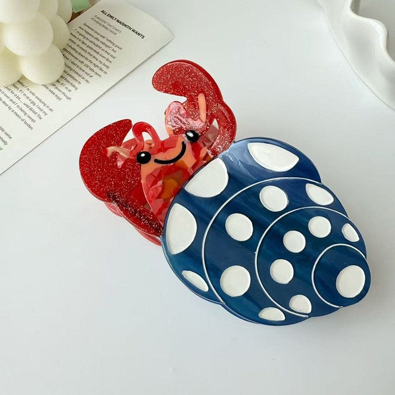 Medium Blue Hermit Crab Hair Claw Clips