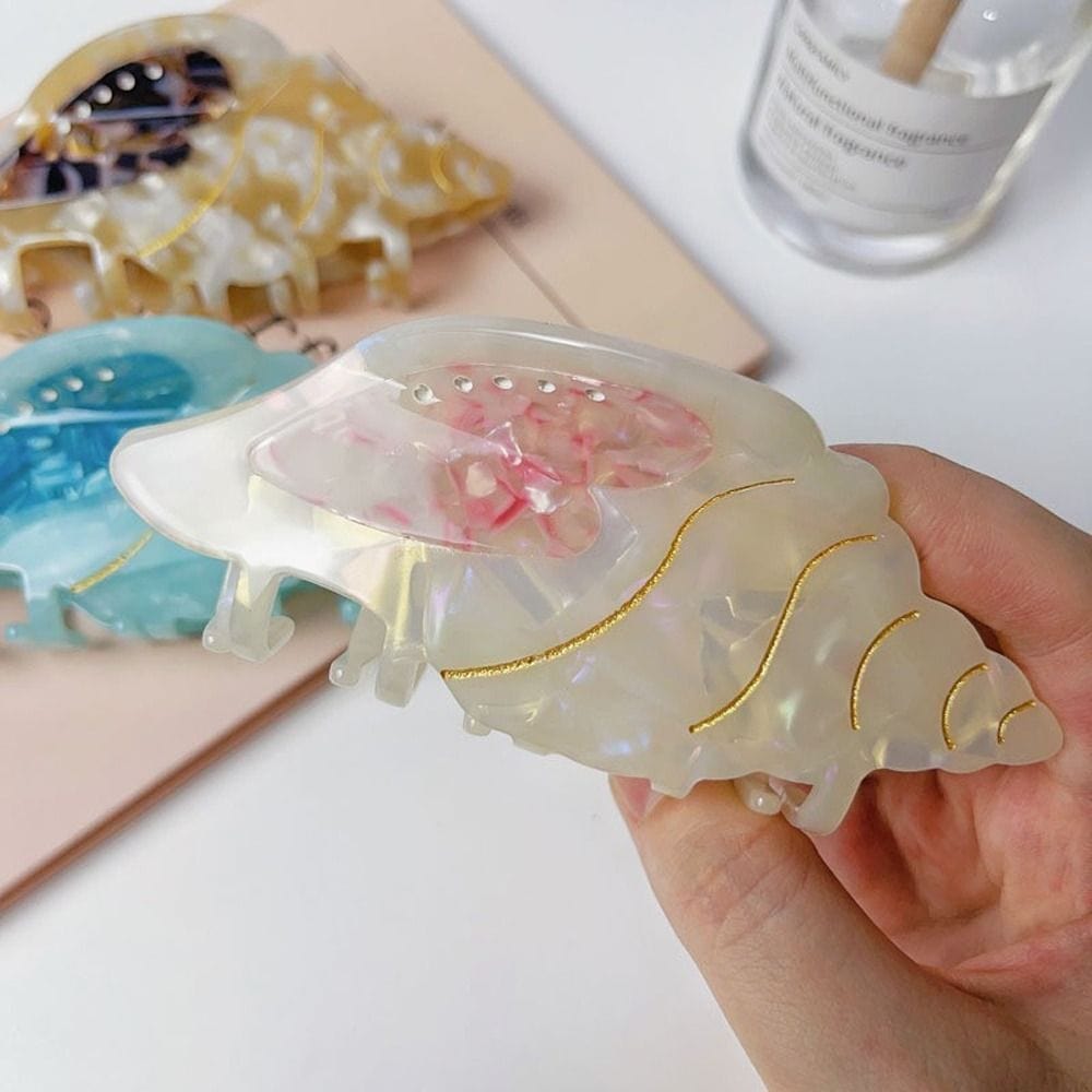 Jumbo Pink Conch Hair Claw Clips